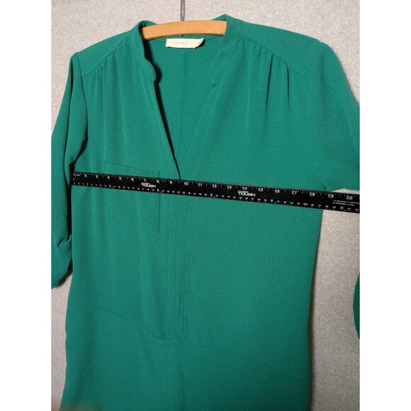 Lush Women's Small Novak Split Neck Three Quarter Sleeve Dress Popover Green - Picture 6 of 10